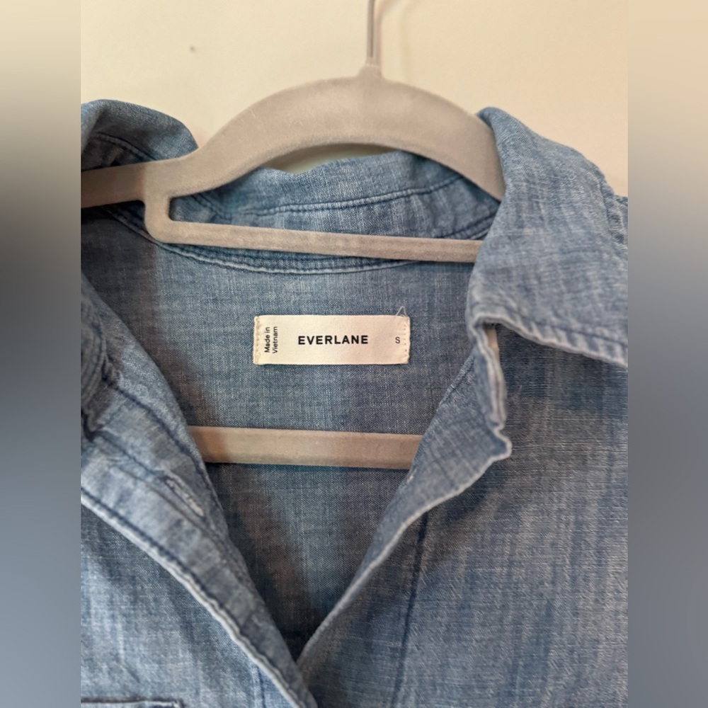 EUC Everlane Blue Denim Look Midi Shirt Dress Size Small - Picture 2 of 12